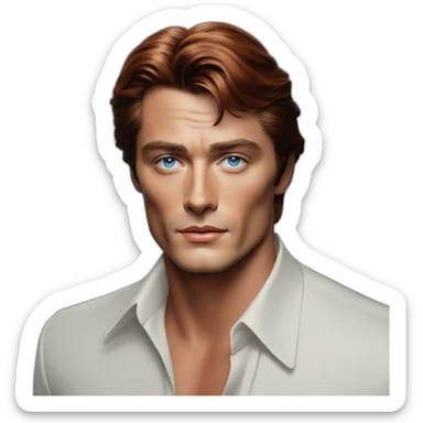 Alain Delon young bodyguard blue eyes short red hair sticker