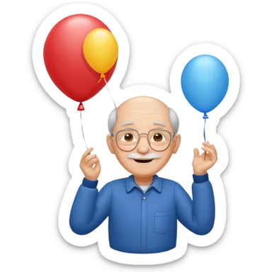 Grandpa floating with balloon sticker