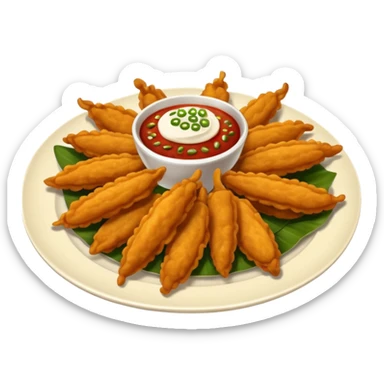 indonesian fried food with chili on a plate sticker