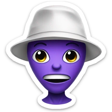 purple alien wearing bucket hat sticker