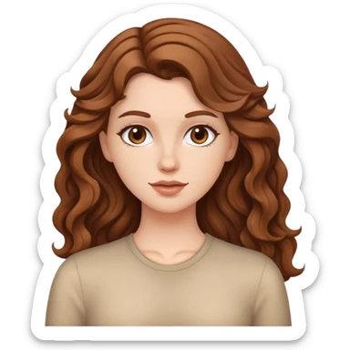 white girl with brown middle height wavy hair sticker
