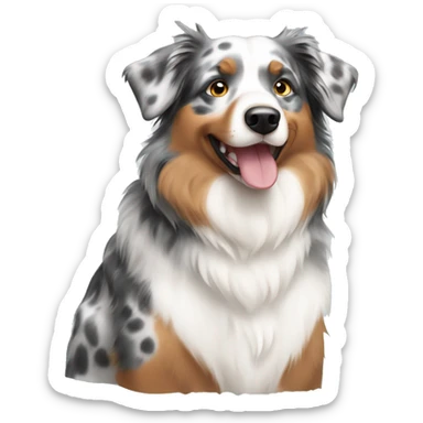 tan grey white spotted Australian shepherd  sticker