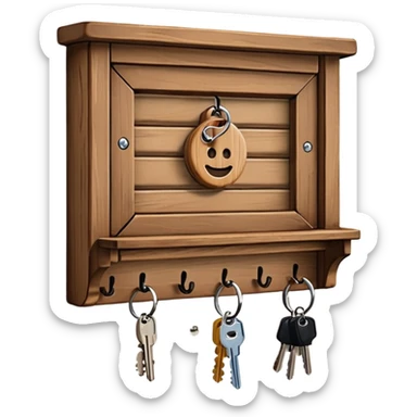 Wooden wall key holder  sticker