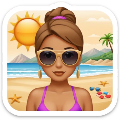 Woman with sunglasses on beach sticker