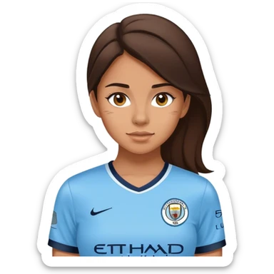 brunette girl in manchester city jersey sticker