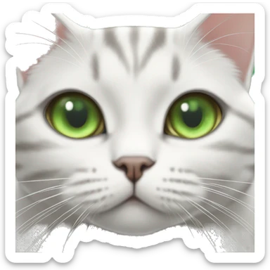 green eyes, white tabby tabby british shorthair cat sticker