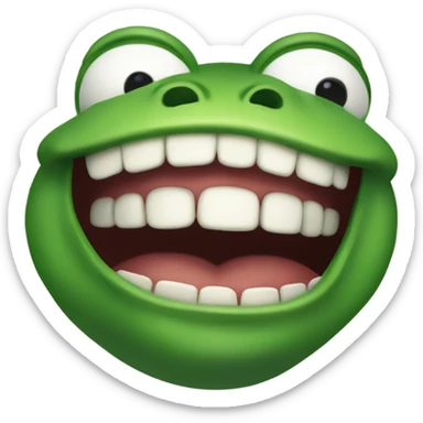 Pepe the frog with a HUGE teethy smile sticker
