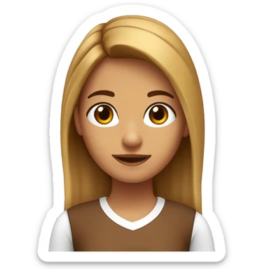 chica canela con pelo lacio color marrón y ojos marrones con otra chica blanca medio rubia y risada sticker