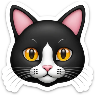 een zwarte kat met een hartje sticker