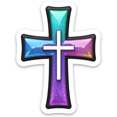 Glitter black cross sticker