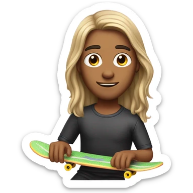Surfer guy on skateboard doing her makeup  sticker