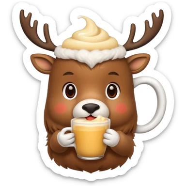 cute reindeer sipping hot eggnog sticker