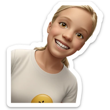 smiling girl in white shirt sticker