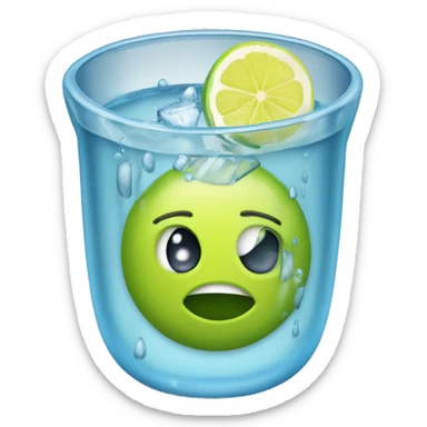 Vaso PEQUEÑO CON agua, hielo Y CON UNA RODAJA DE LIMÓN sticker