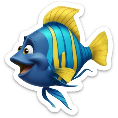 The yellow and blue striped fish in Disney's animated The Little Mermaid sticker