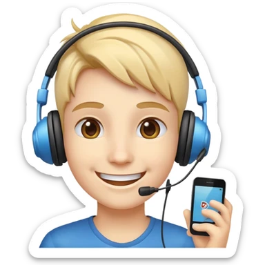 happy face with a headset playing video games sticker