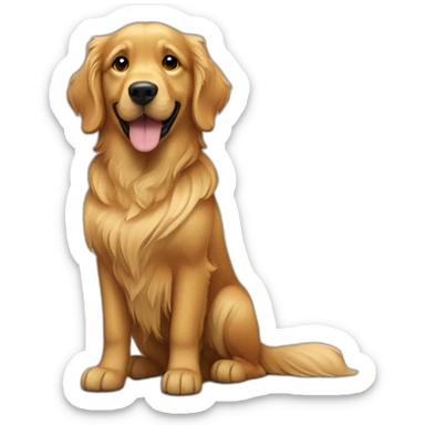 Golden retriever negro con señor alto rubio con pelo rizado sticker