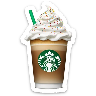 Starbucks coffe with whip cream on top with sprinkles  sticker