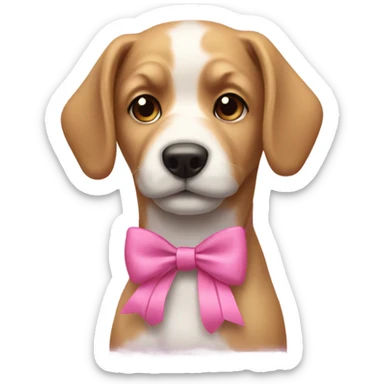 Dog with a pink bow sticker