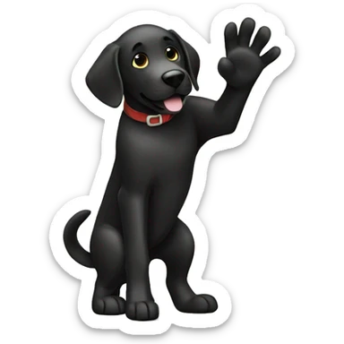 black labrador makes high five with his paw sticker