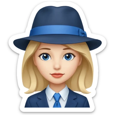 womwn with hat and blue ties sticker