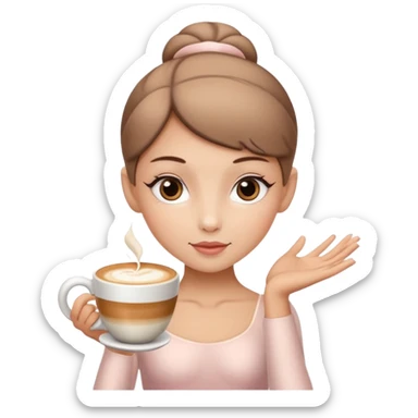 give me a ballerina with a cappuccino mug as her head sticker