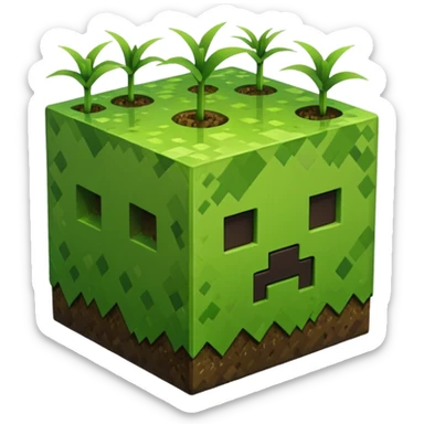 Make a minecraft gress block 3d,HD quality a emoji sticker