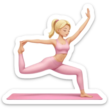 blonde yoga girl light pink clothes n sticker
