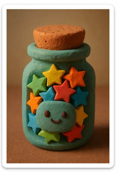 a cute jar with a cork lid, filled with origami stars sticker
