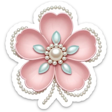 light pastel sakura flower with pearl beaded outline sticker