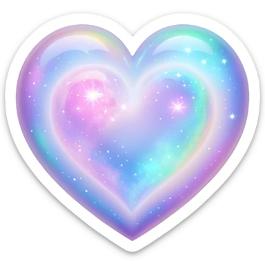 Pastel White iridescent nebula heart sticker