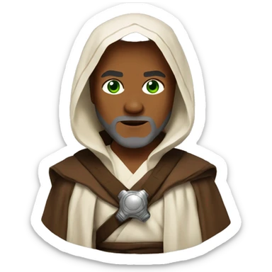 Brown Siberian with green eyes dressed as obi wan kenobi  sticker