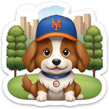 Dog in Mets hat sticker