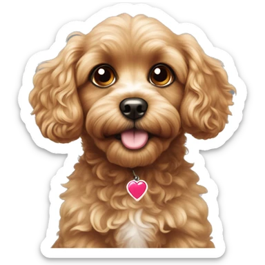 Cavapoo looking up with big, heart-melting eyes add sparkles or tiny  earts around the eyes to show how cute they are. sticker
