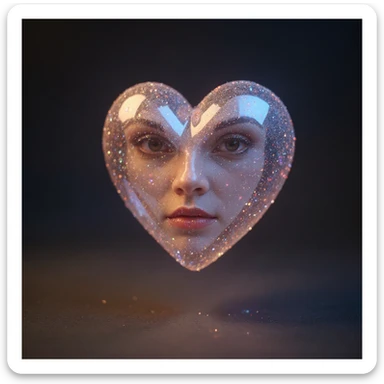 Remove the background, keep the photorealistic holographic heart with sparkles and iridescent shine, make background transparent. sticker