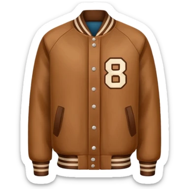 brown varsity jacket with 
left side : T 
right side : number <85> right side chest 


 sticker