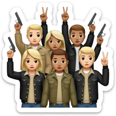 Norteño gang with 14, hand gang signs and guns sticker