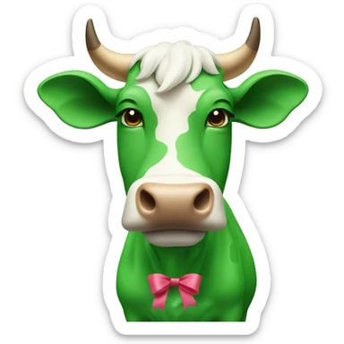 green cow with bow sticker