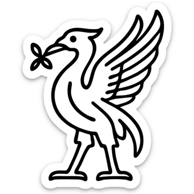 Liver bird, mythical bird symbol of Liverpool, cormorant-like bird with outstretched wings sticker