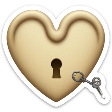 beige heart-shaped lock and key sticker