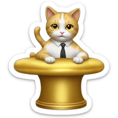cat secretary sitting on top of the gold cloud sticker