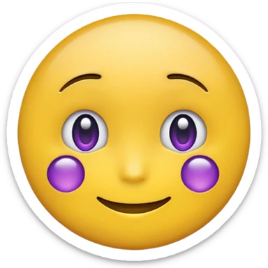 round yellow emoji face Android Noto Color Emoji style, upper half with purple anime shadow, small straight mouth, small blank eyes, disbelief, minimal, colorful, emoji-like sticker