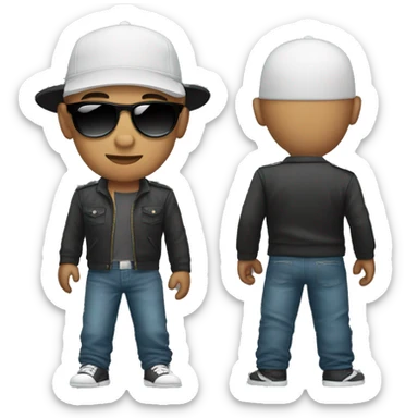 Bald Mexican young man with round face a baseball cap and dark cool sunglasses looking cool sticker