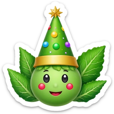 green vegetable with a top party hat sticker