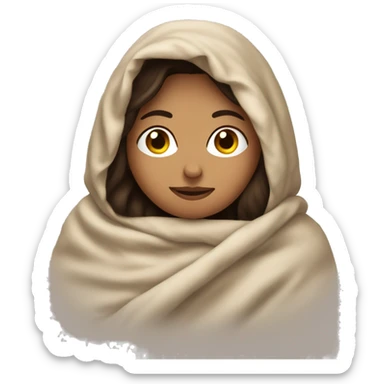 Brunette woman cuddled in a big blanket sticker