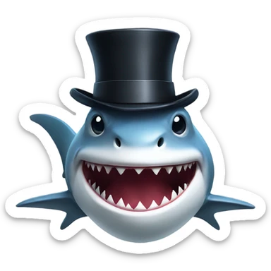 Shark with a top hat sticker