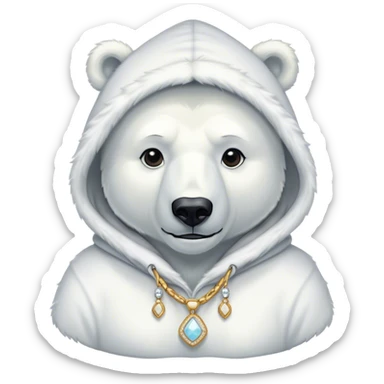 Polar bear wearing a hoodie and jewlery on  sticker