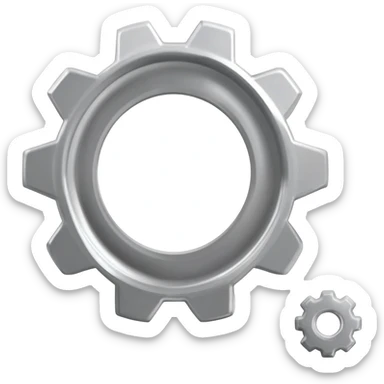 silver metallic gear cog settings icon sticker