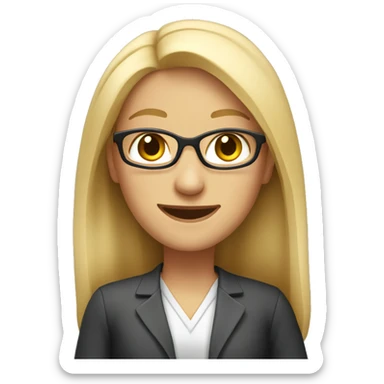 Create an emoji of a blonde teacher, with long straigh hair, smiling  sticker