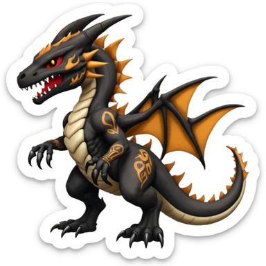  Venom-Marowak-Charizard-Xenomorph-hybrid-fantasy-creature (full body) with tribal tattoos sticker